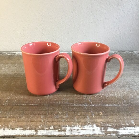 Corningware mugs set of 2 coral pink/orange collectible coffee tea cups - Picture 1 of 8